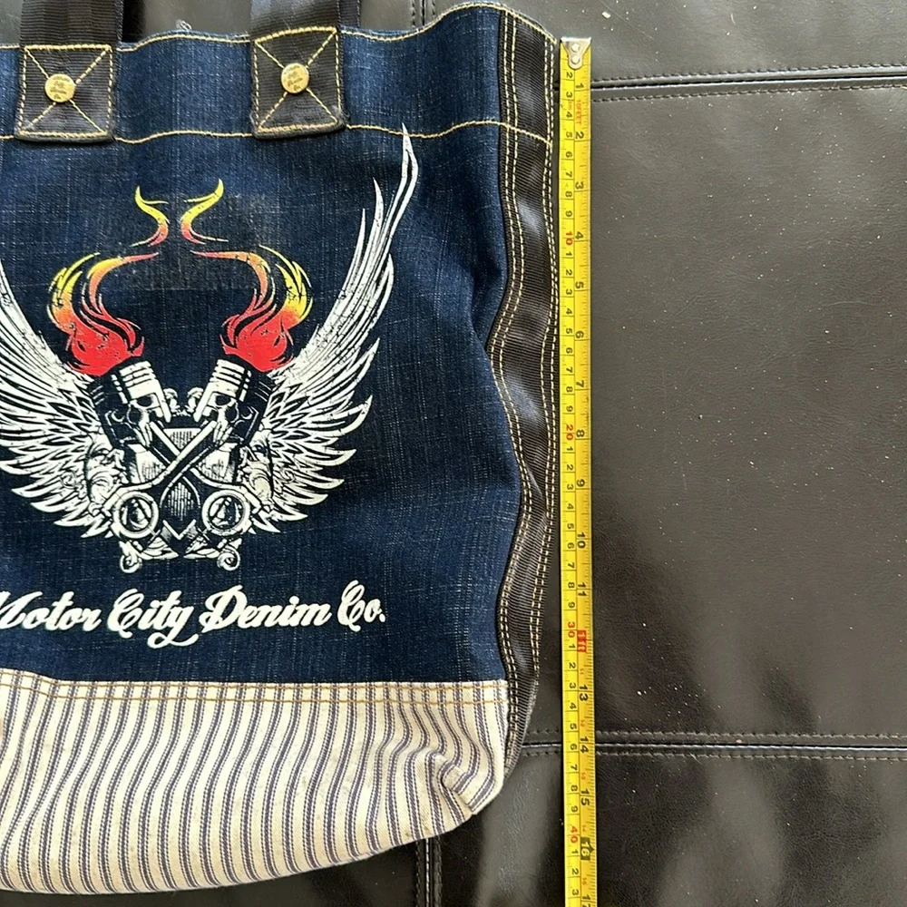 Motor City Denim Company denim tote shoulder bag - Picture 8 of 11